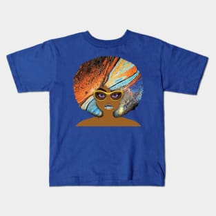 Galaxy Girl Blue Afro Kids T-Shirt